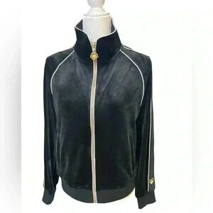Moose Knuckles x Jennifer Meyer Black Velour Track Bomber Jacket size XS
